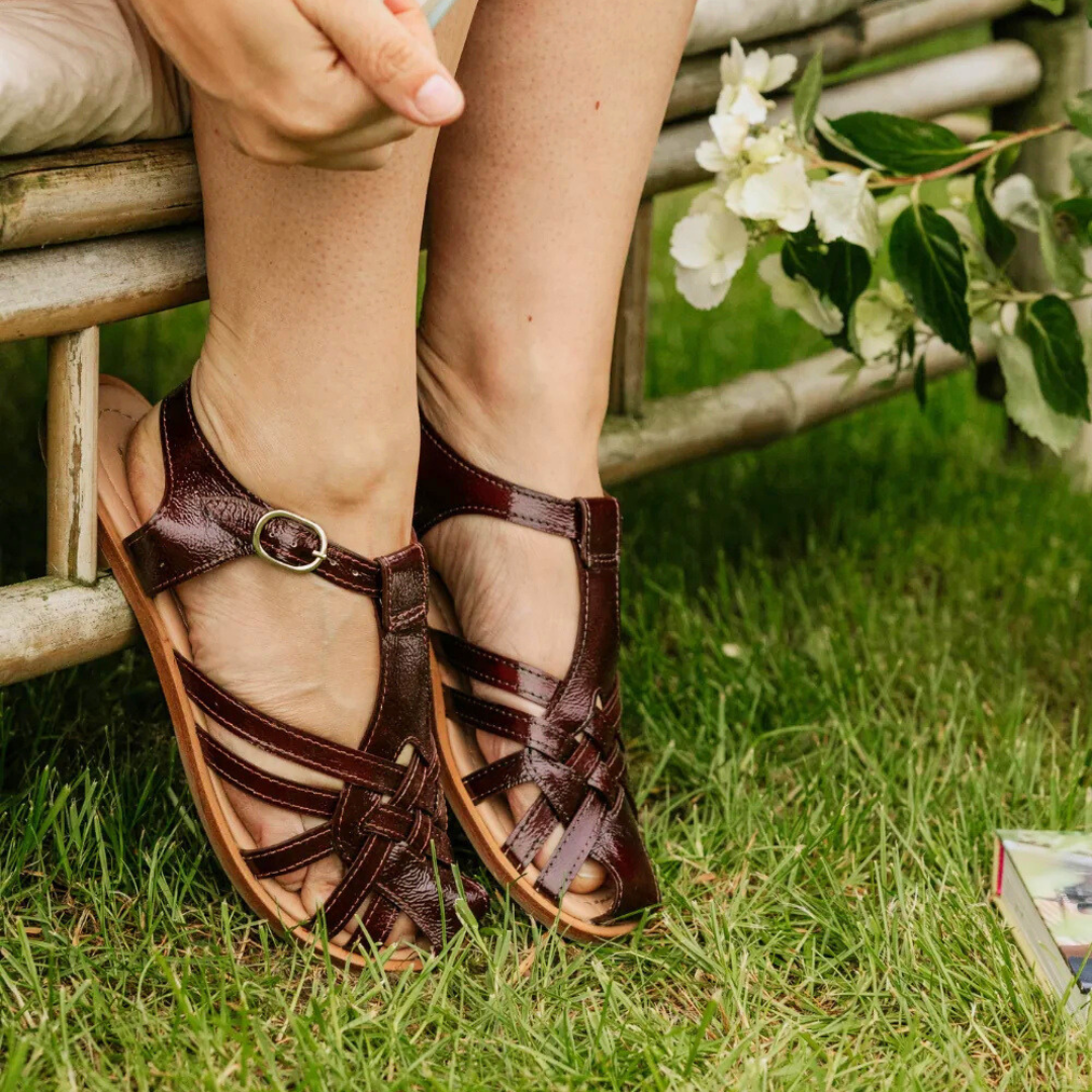 Sandalias de tacón bajo con suela ortopédica para mujer