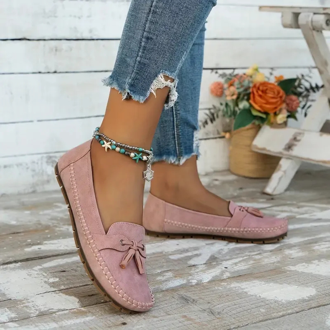Suaves y cómodos mocasines de mujer estilo vintage con lazo
