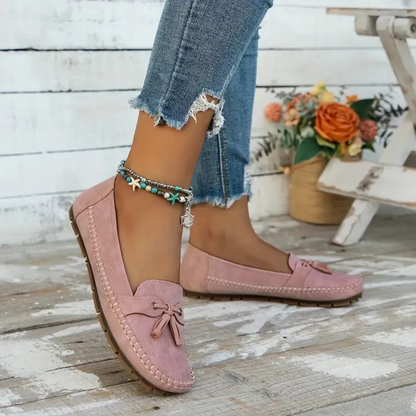 Suaves y cómodos mocasines de mujer estilo vintage con lazo