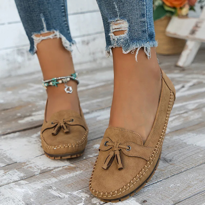 Suaves y cómodos mocasines de mujer estilo vintage con lazo