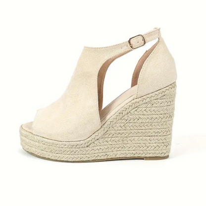 Sandalias de cuña para mujer con acabado elegante y diseño cubierto