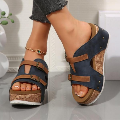Sandalias de cuña con doble broche para mujer®