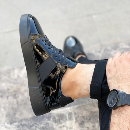 Zapatillas de cuero para hombre con suela gruesa y un diseño urbano elegante®