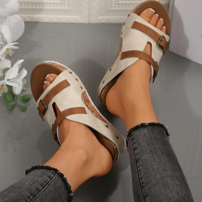 Sandalias de cuña con doble broche para mujer®