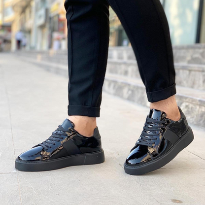 Zapatillas de cuero para hombre con suela gruesa y un diseño urbano elegante®