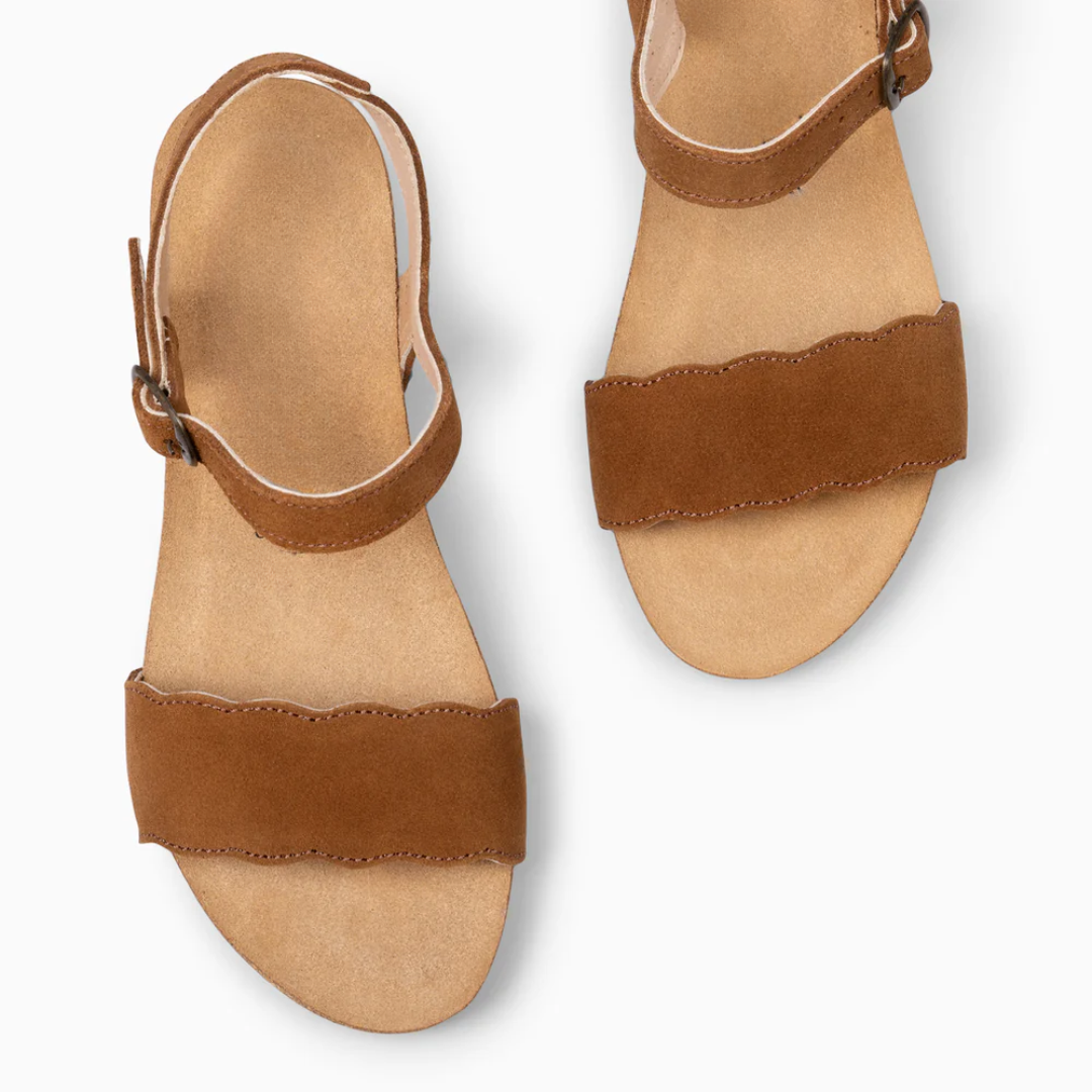 Sandalias de Cuña en Cuero para mujer