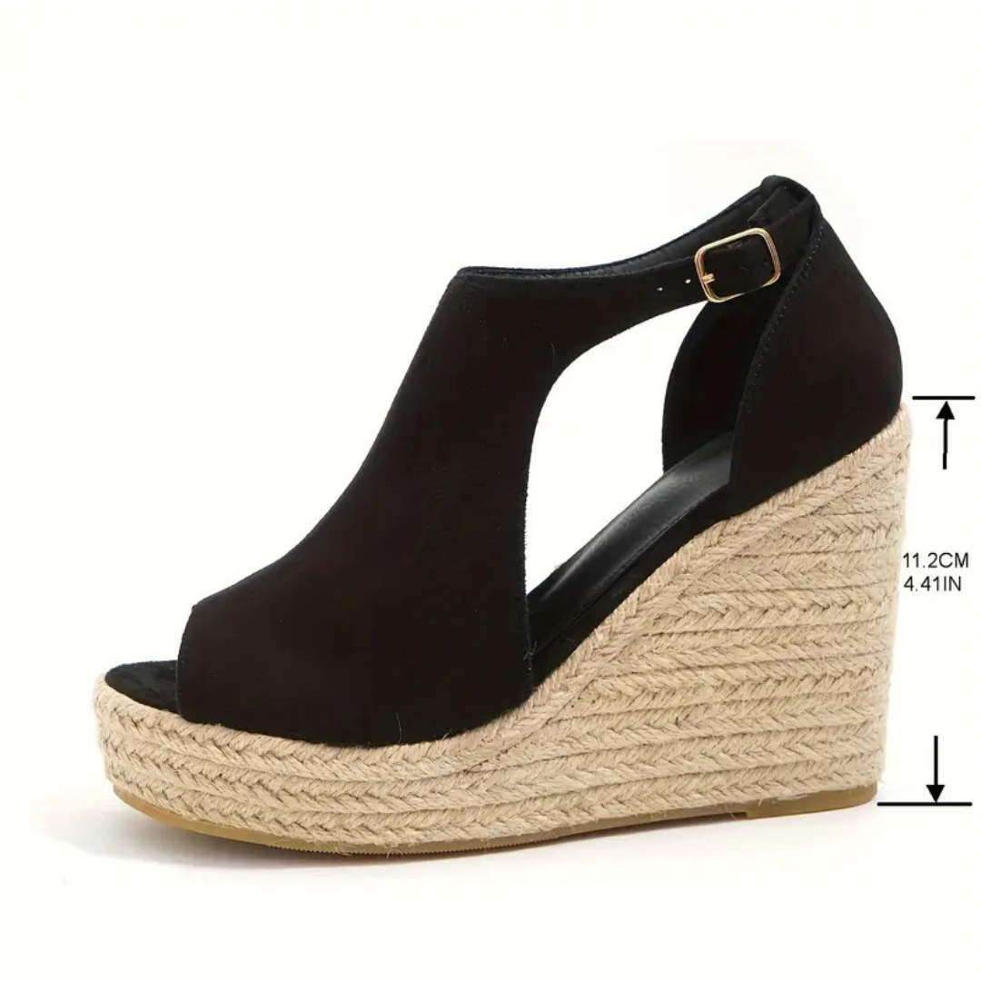 Sandalias de cuña para mujer con acabado elegante y diseño cubierto