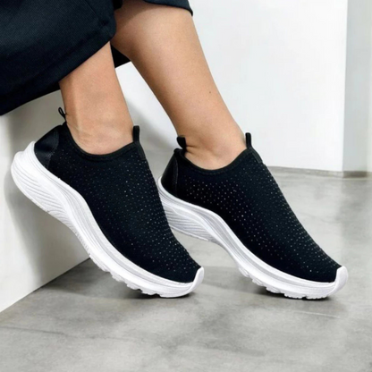 Zapatillas deportivas slip on de media caña y brillantes para mujer