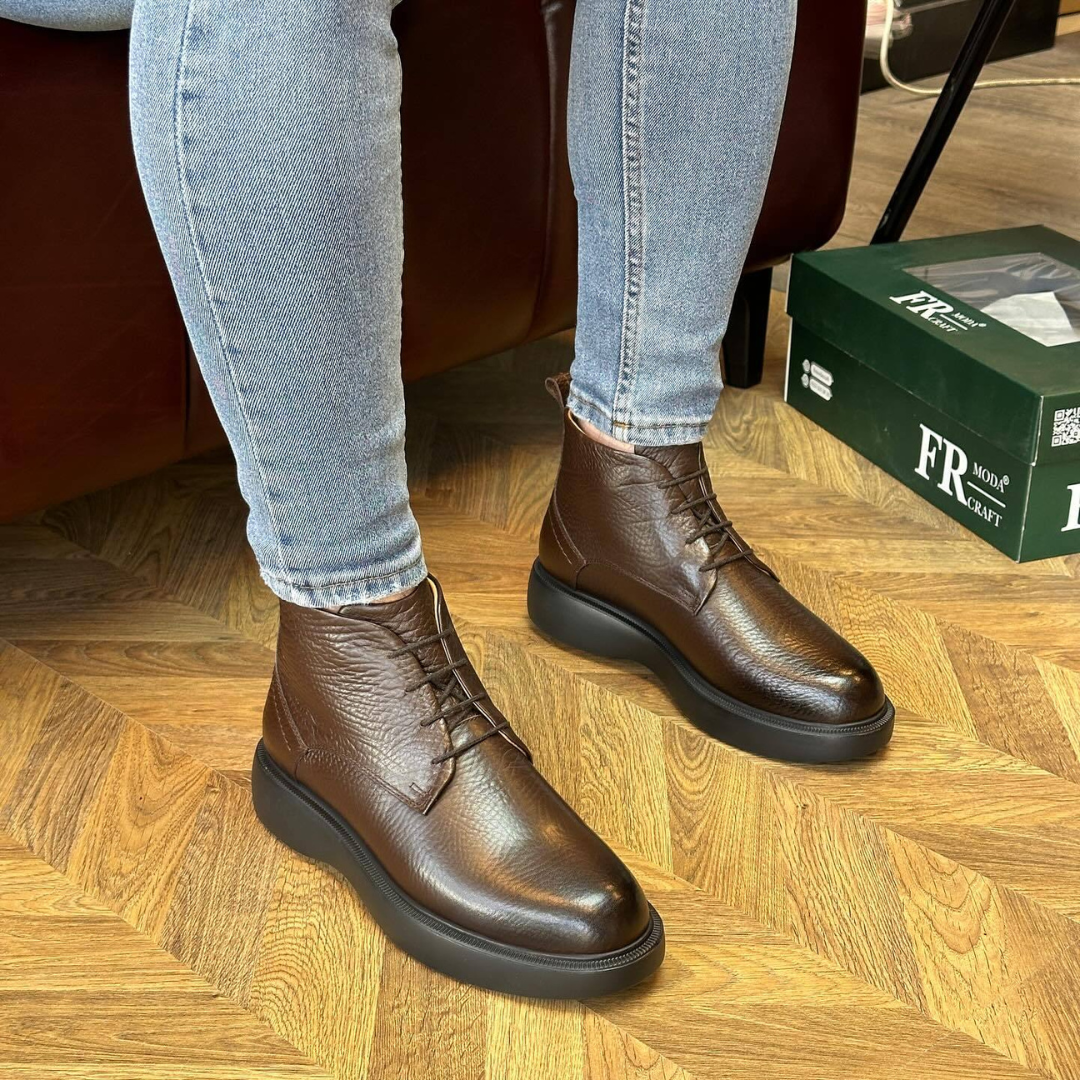 Botas de Cuero de Textura Rugosa para Hombre