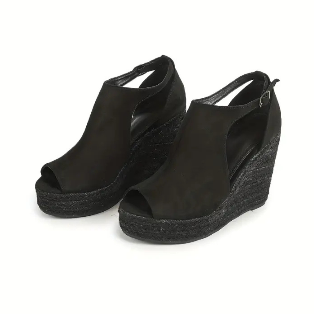 Sandalias de cuña para mujer con acabado elegante y diseño cubierto