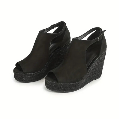 Sandalias de cuña para mujer con acabado elegante y diseño cubierto
