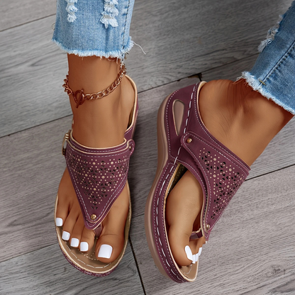 Sandalias de cuero transpirable con suela antideslizante para mujer