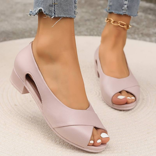 Sandalias de tacón bajo con suela ortopédica para mujer