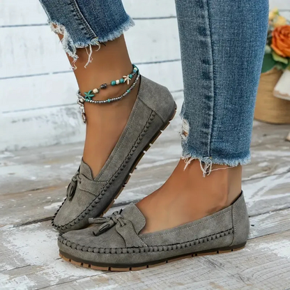 Suaves y cómodos mocasines de mujer estilo vintage con lazo